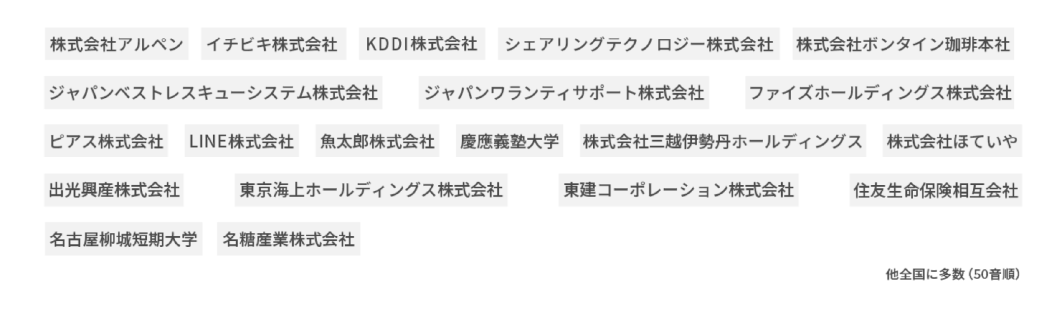お取引先企業様一覧